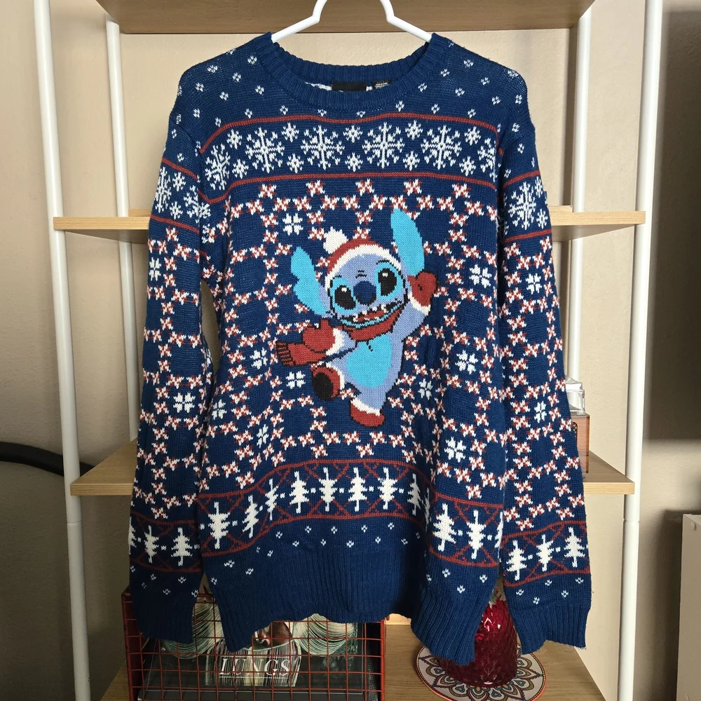 Disney Lilo & Stitch Santa Fair Isle Ugly Christmas Sweater Holiday Party Top